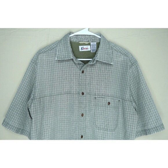 World Wide Sportsman Fishing Shirt Plaid Button Down Outdoors Vented Men's Large - Picture 2 of 8